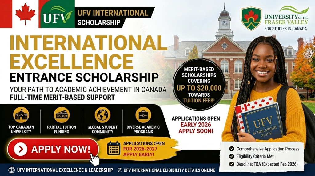 UFV International Excellence Entrance Scholarship in Canada